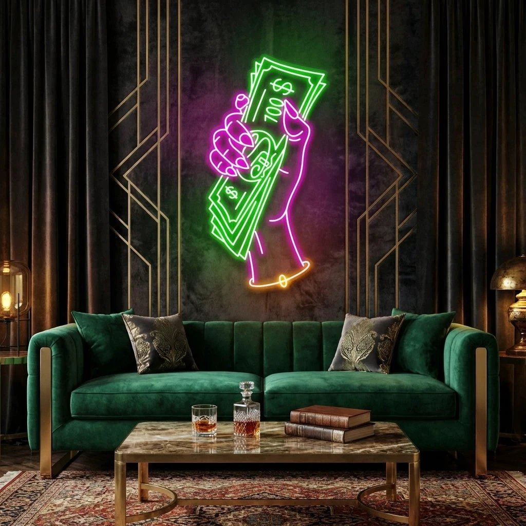 Hand Of Greed Multicolor Led Neon Sign Light