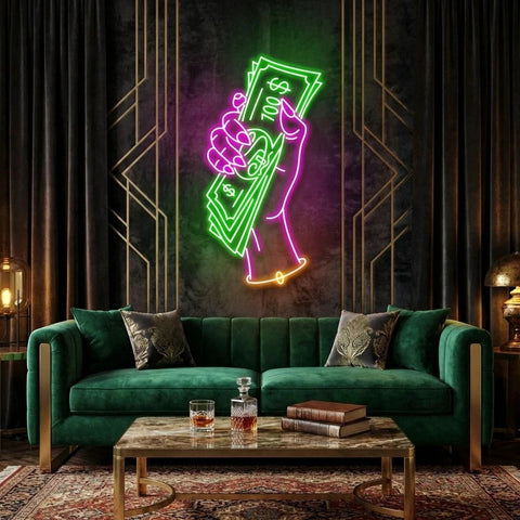 Hand Of Greed Multicolor Led Neon Sign Light