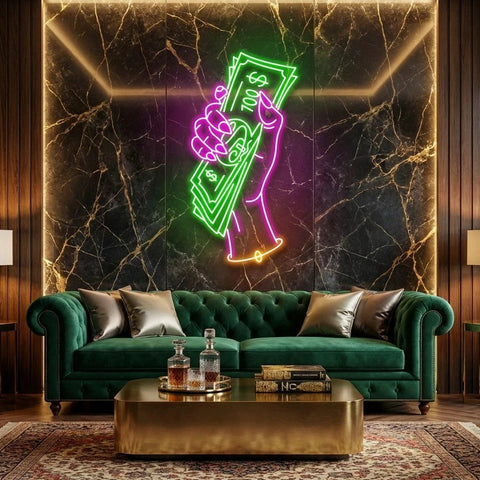 Hand Of Greed Multicolor Led Neon Sign Light