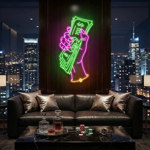 Hand Of Greed Multicolor Led Neon Sign Light