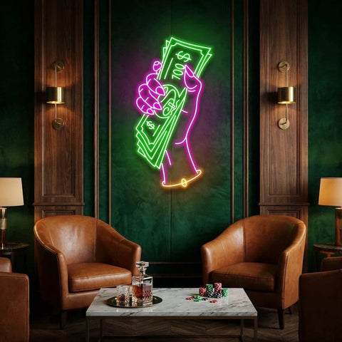 Hand Of Greed Multicolor Led Neon Sign Light