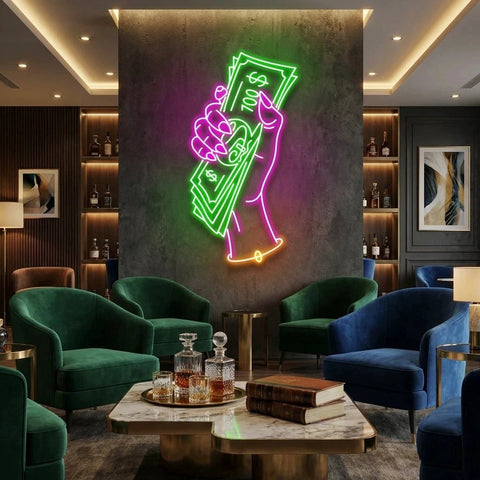 Hand Of Greed Multicolor Led Neon Sign Light
