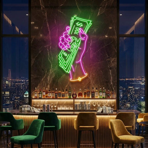 Hand Of Greed Multicolor Led Neon Sign Light