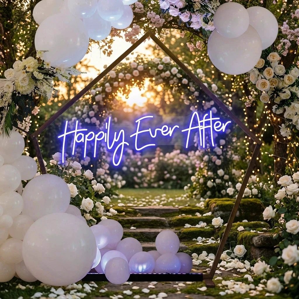 Neon Sign Wedding Backdrop, Happily Even After Led Neon Sign Light, Wedding decoration