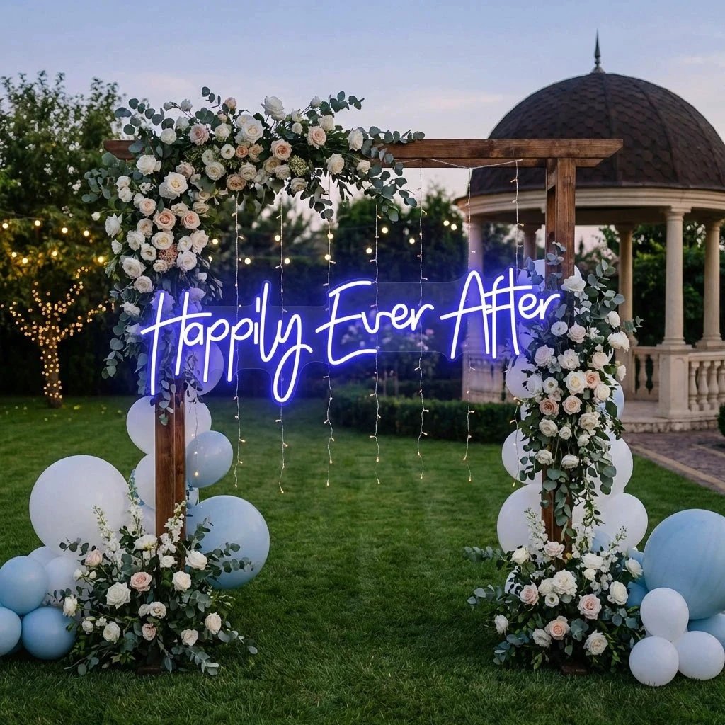 Neon Sign Wedding Backdrop, Happily Even After Led Neon Sign Light, Wedding decoration