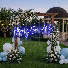 Neon Sign Wedding Backdrop, Happily Even After Led Neon Sign Light, Wedding decoration
