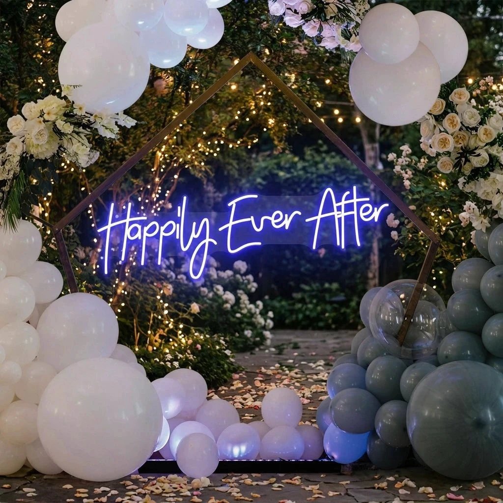 Neon Sign Wedding Backdrop, Happily Even After Led Neon Sign Light, Wedding decoration