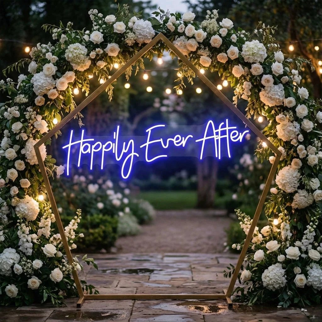 Neon Sign Wedding Backdrop, Happily Even After Led Neon Sign Light, Wedding decoration