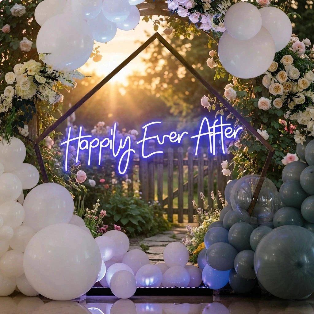 Neon Sign Wedding Backdrop, Happily Even After Led Neon Sign Light, Wedding decoration