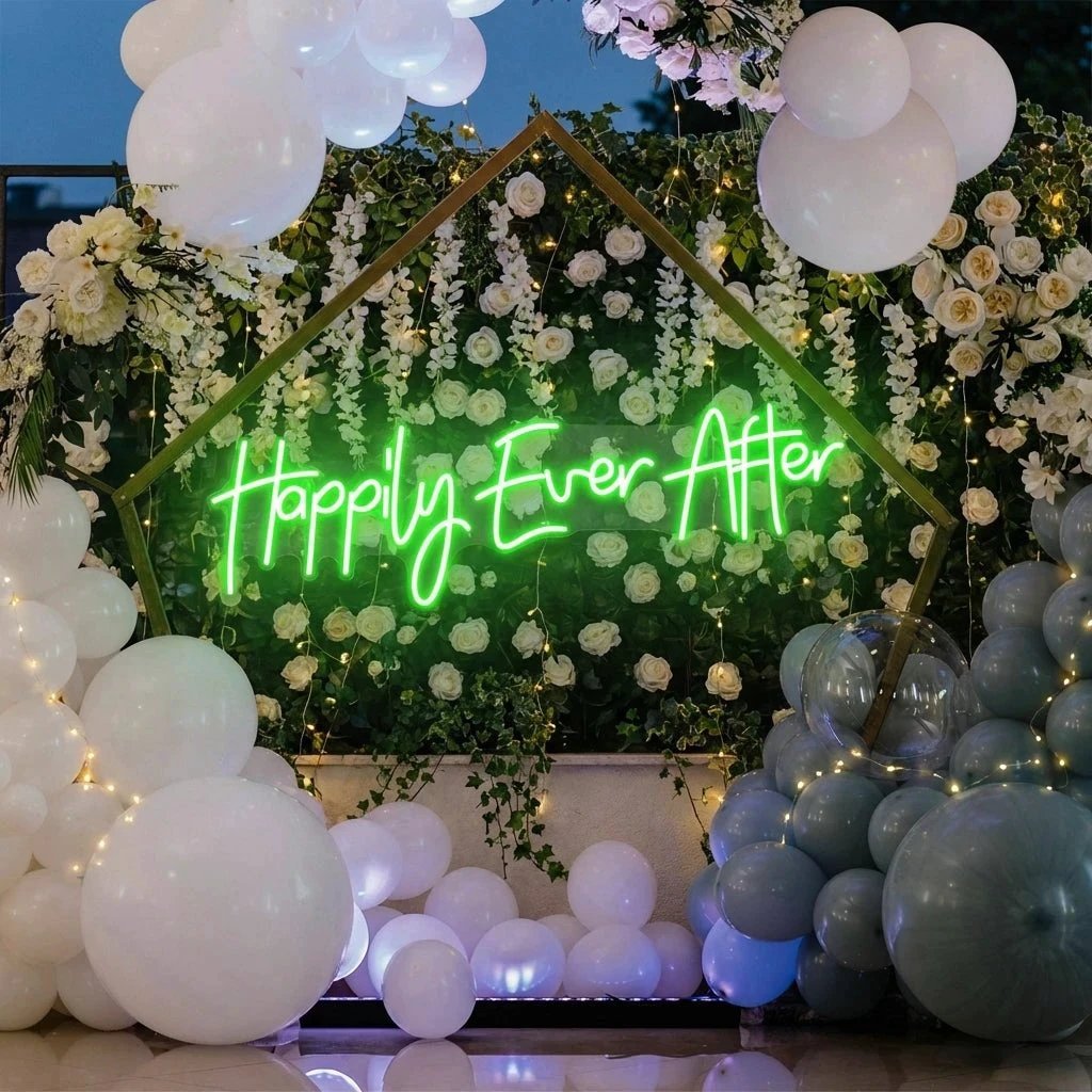 Neon Sign Wedding Backdrop, Happily Even After Led Neon Sign Light, Wedding decoration