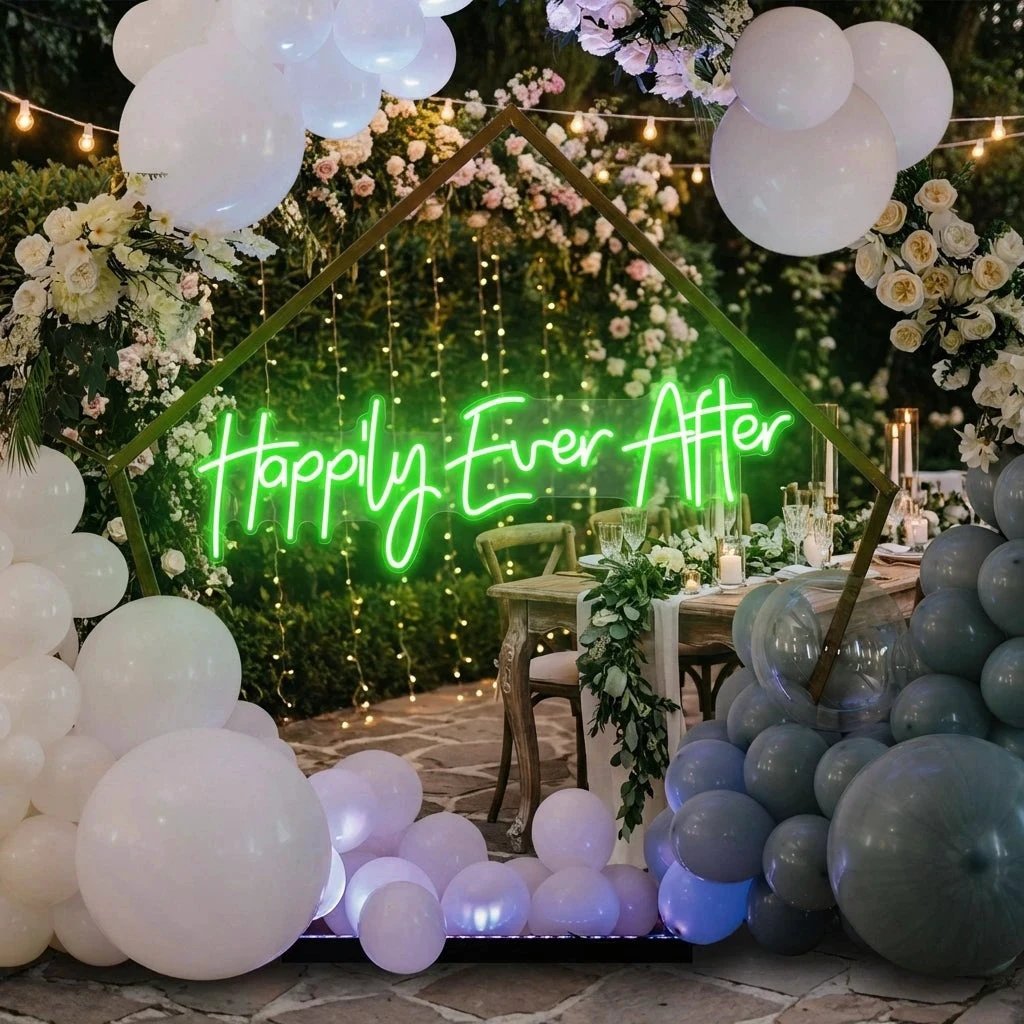 Neon Sign Wedding Backdrop, Happily Even After Led Neon Sign Light, Wedding decoration