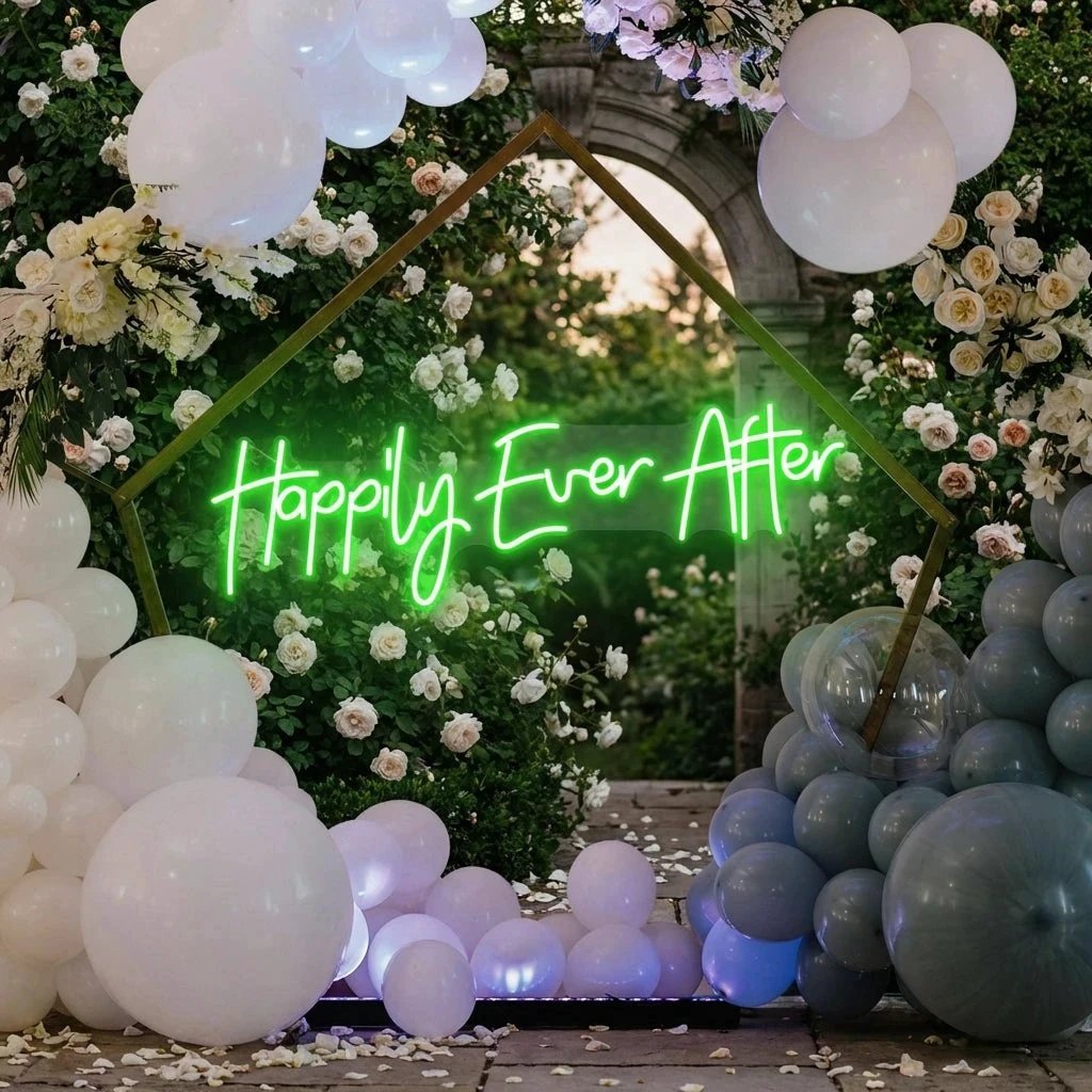 Neon Sign Wedding Backdrop, Happily Even After Led Neon Sign Light, Wedding decoration