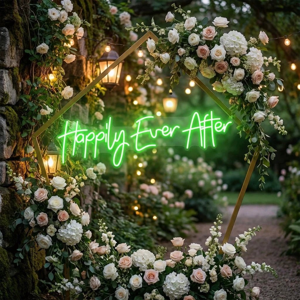 Neon Sign Wedding Backdrop, Happily Even After Led Neon Sign Light, Wedding decoration