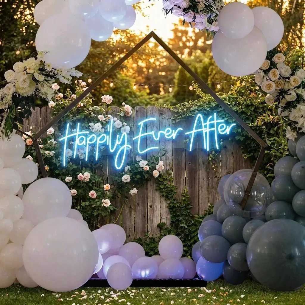 Neon Sign Wedding Backdrop, Happily Even After Led Neon Sign Light, Wedding decoration