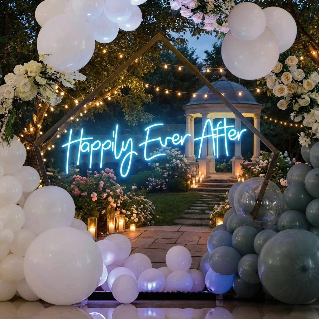 Neon Sign Wedding Backdrop, Happily Even After Led Neon Sign Light, Wedding decoration