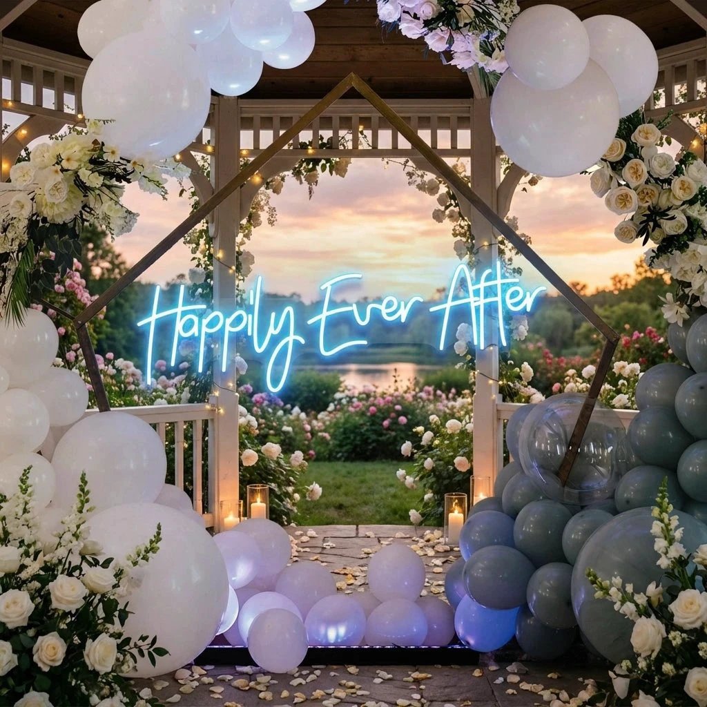 Neon Sign Wedding Backdrop, Happily Even After Led Neon Sign Light, Wedding decoration