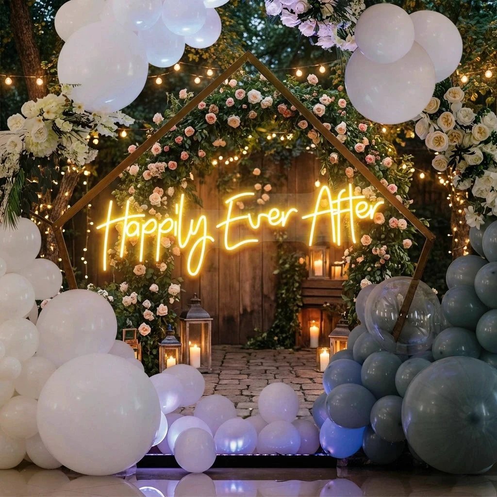 Neon Sign Wedding Backdrop, Happily Even After Led Neon Sign Light, Wedding decoration