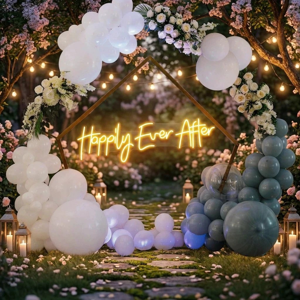 Neon Sign Wedding Backdrop, Happily Even After Led Neon Sign Light, Wedding decoration