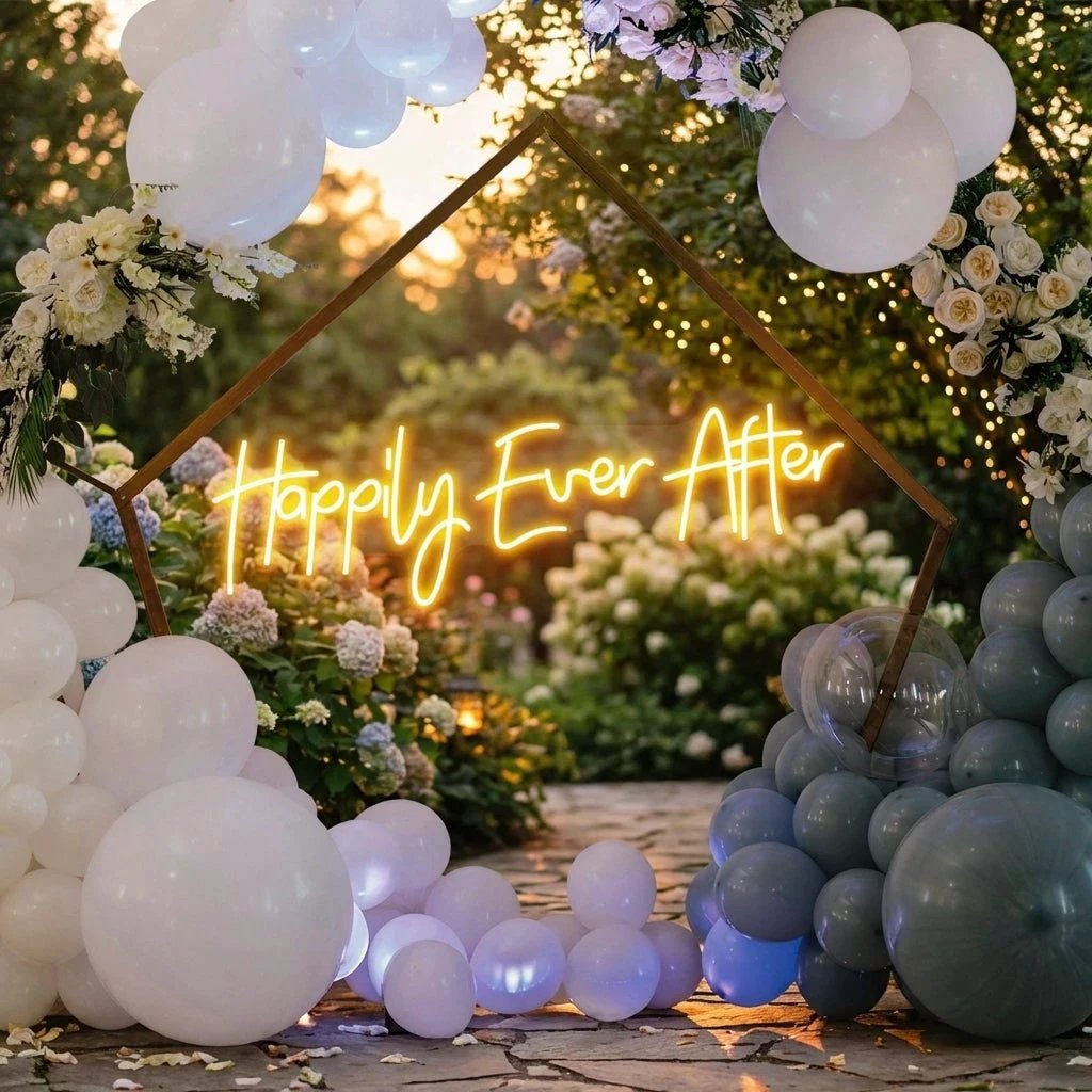 Neon Sign Wedding Backdrop, Happily Even After Led Neon Sign Light, Wedding decoration
