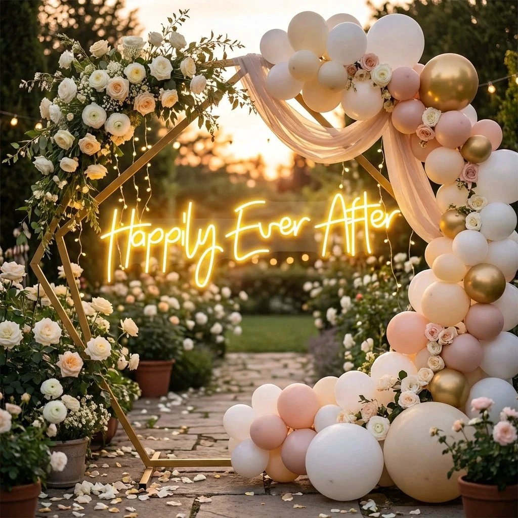 Neon Sign Wedding Backdrop, Happily Even After Led Neon Sign Light, Wedding decoration