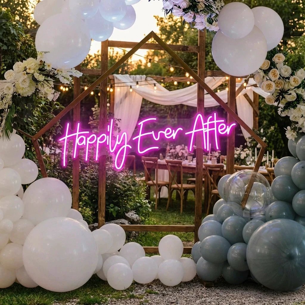Neon Sign Wedding Backdrop, Happily Even After Led Neon Sign Light, Wedding decoration