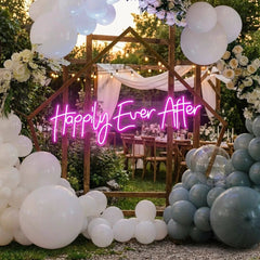 Neon Sign Wedding Backdrop, Happily Even After Led Neon Sign Light, Wedding decoration
