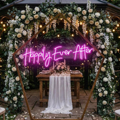 Neon Sign Wedding Backdrop, Happily Even After Led Neon Sign Light, Wedding decoration