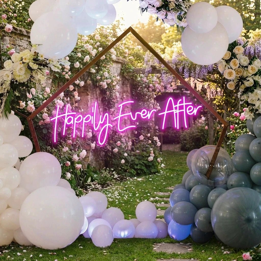 Neon Sign Wedding Backdrop, Happily Even After Led Neon Sign Light, Wedding decoration