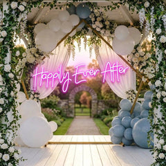 Neon Sign Wedding Backdrop, Happily Even After Led Neon Sign Light, Wedding decoration