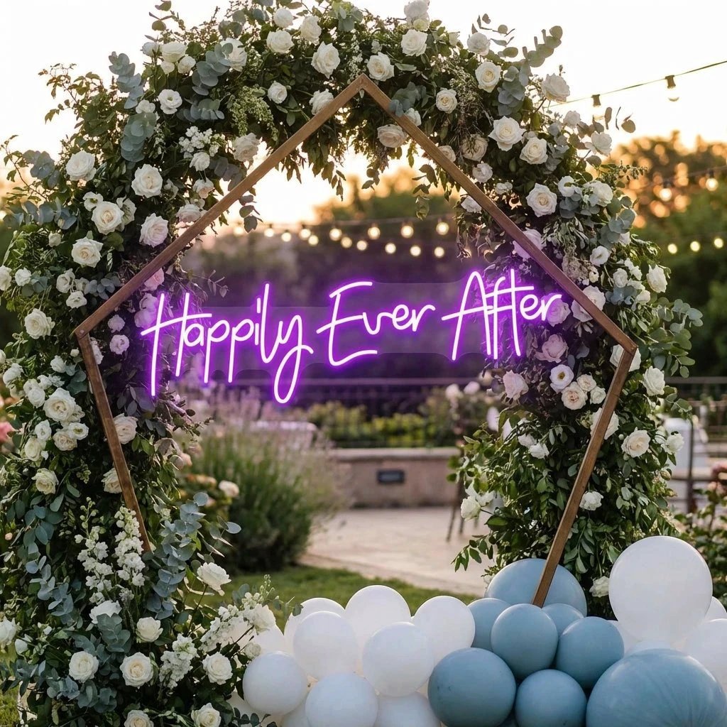 Neon Sign Wedding Backdrop, Happily Even After Led Neon Sign Light, Wedding decoration