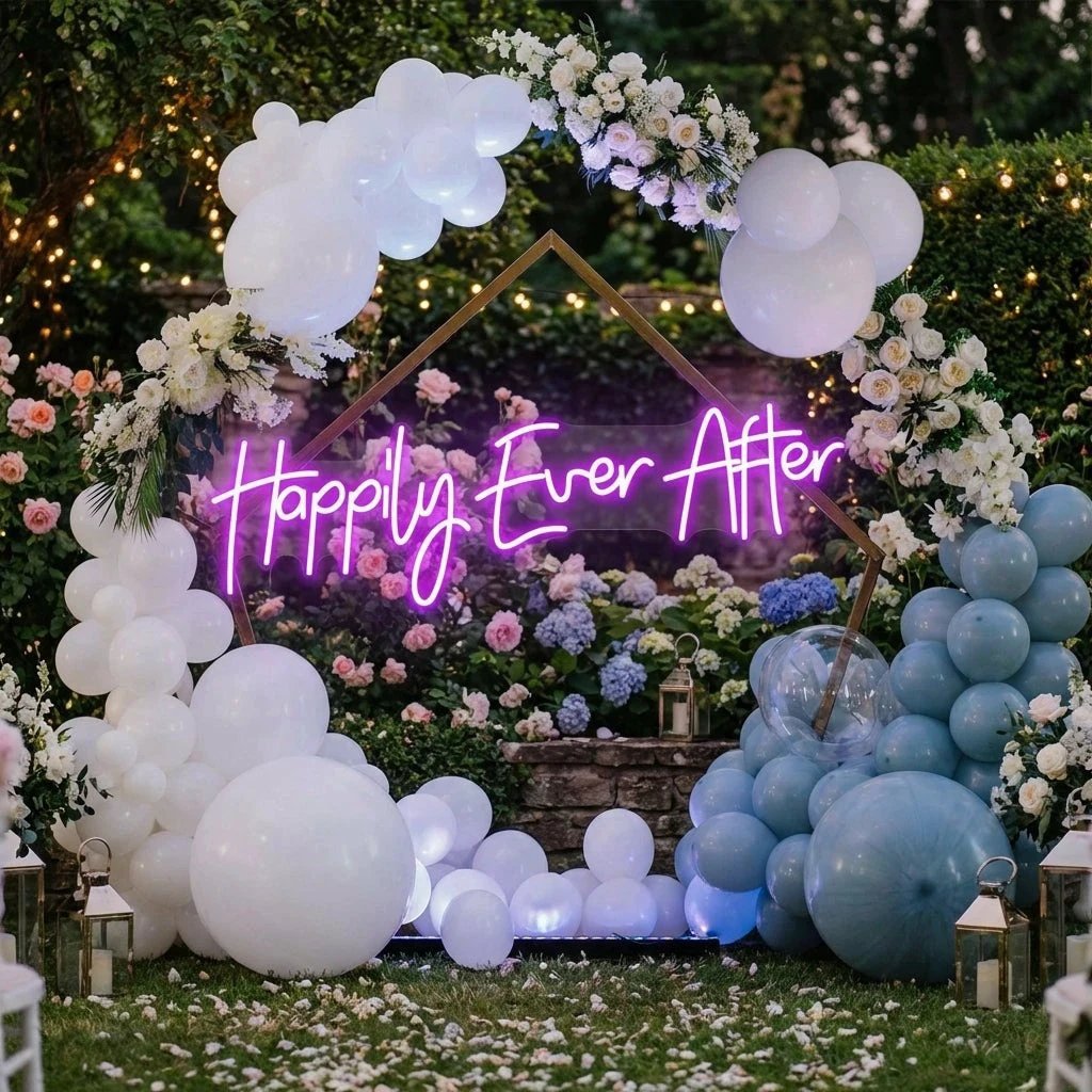 Neon Sign Wedding Backdrop, Happily Even After Led Neon Sign Light, Wedding decoration
