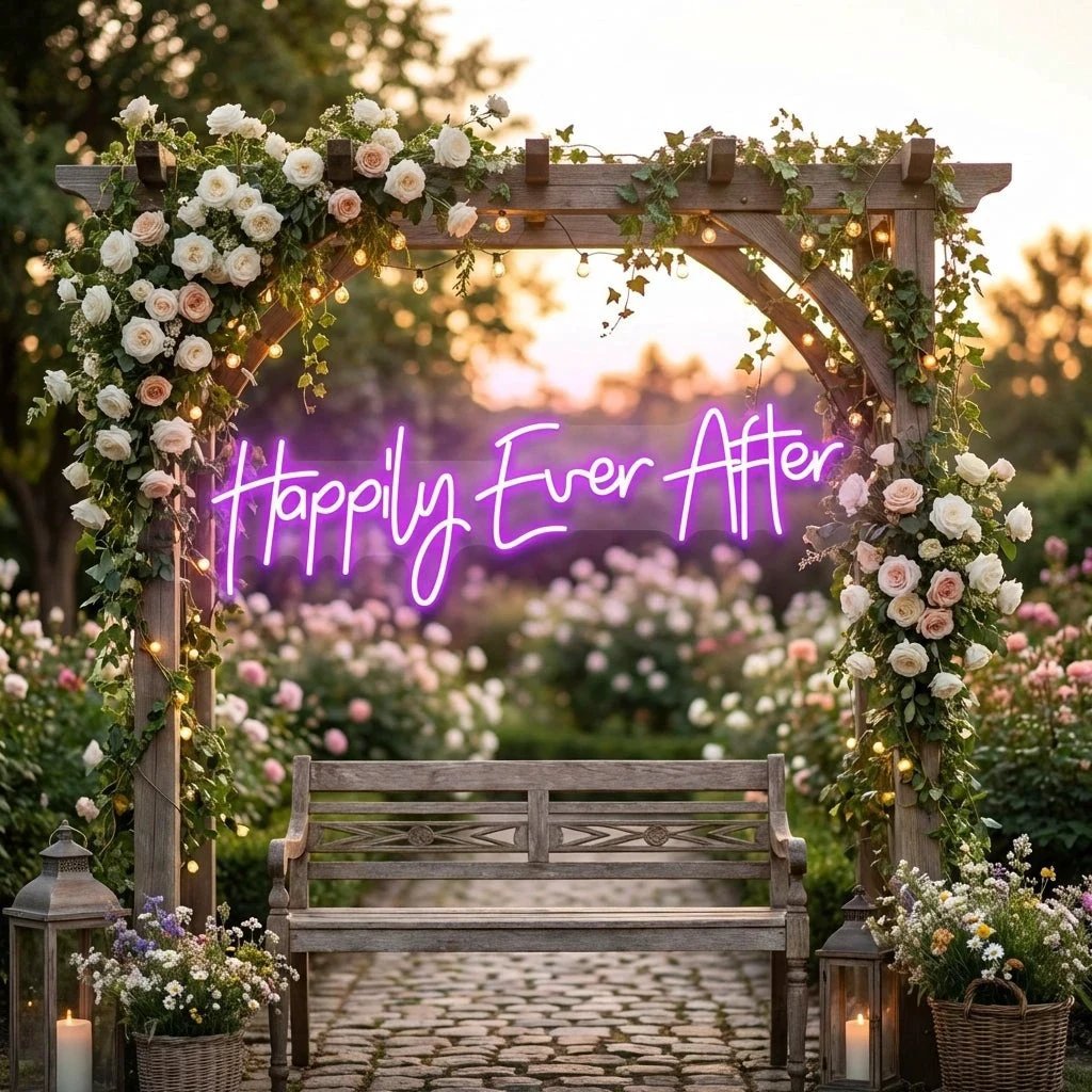 Neon Sign Wedding Backdrop, Happily Even After Led Neon Sign Light, Wedding decoration