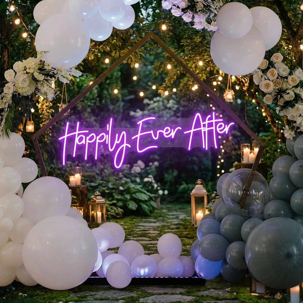 Neon Sign Wedding Backdrop, Happily Even After Led Neon Sign Light, Wedding decoration