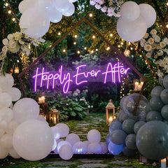 Neon Sign Wedding Backdrop, Happily Even After Led Neon Sign Light, Wedding decoration