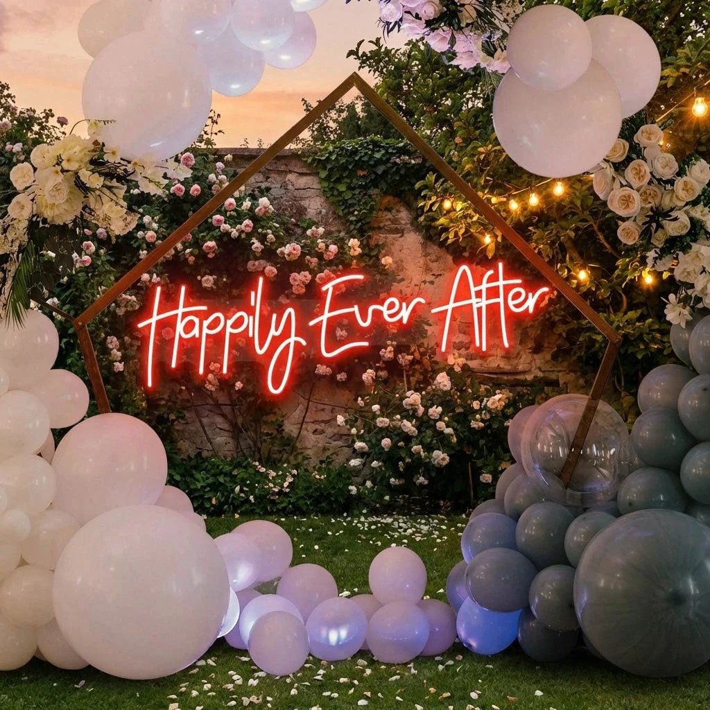 Neon Sign Wedding Backdrop, Happily Even After Led Neon Sign Light, Wedding decoration