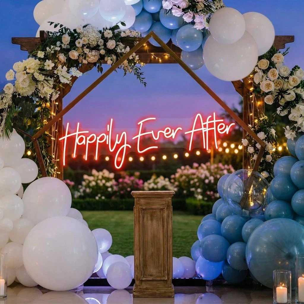 Neon Sign Wedding Backdrop, Happily Even After Led Neon Sign Light, Wedding decoration