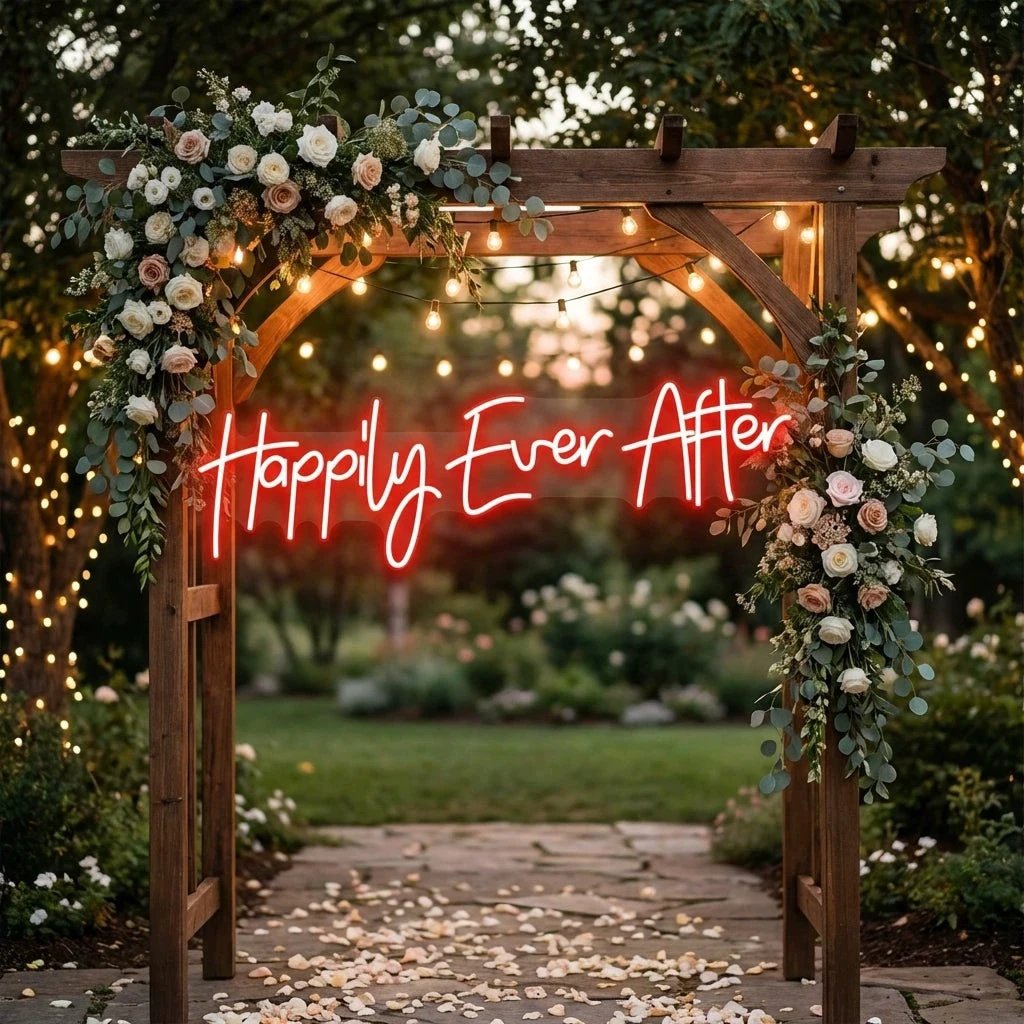 Neon Sign Wedding Backdrop, Happily Even After Led Neon Sign Light, Wedding decoration