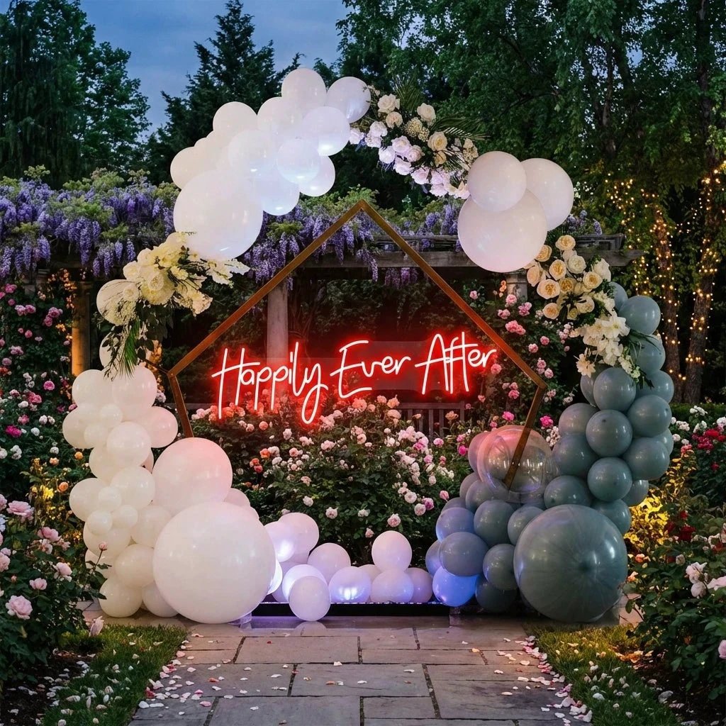 Neon Sign Wedding Backdrop, Happily Even After Led Neon Sign Light, Wedding decoration