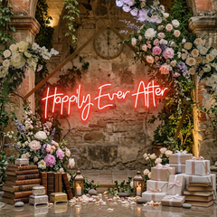 Neon Sign Wedding Backdrop, Happily Even After Led Neon Sign Light, Wedding decoration
