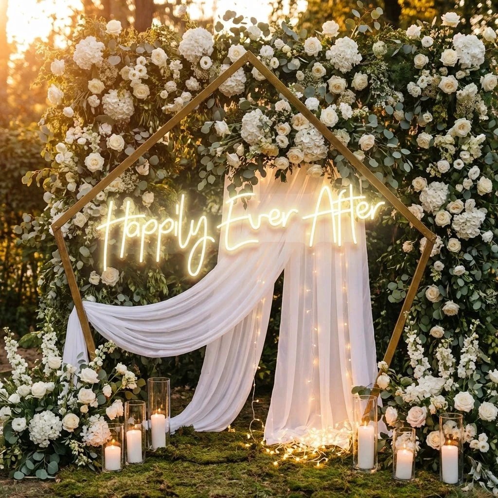 Neon Sign Wedding Backdrop, Happily Even After Led Neon Sign Light, Wedding decoration