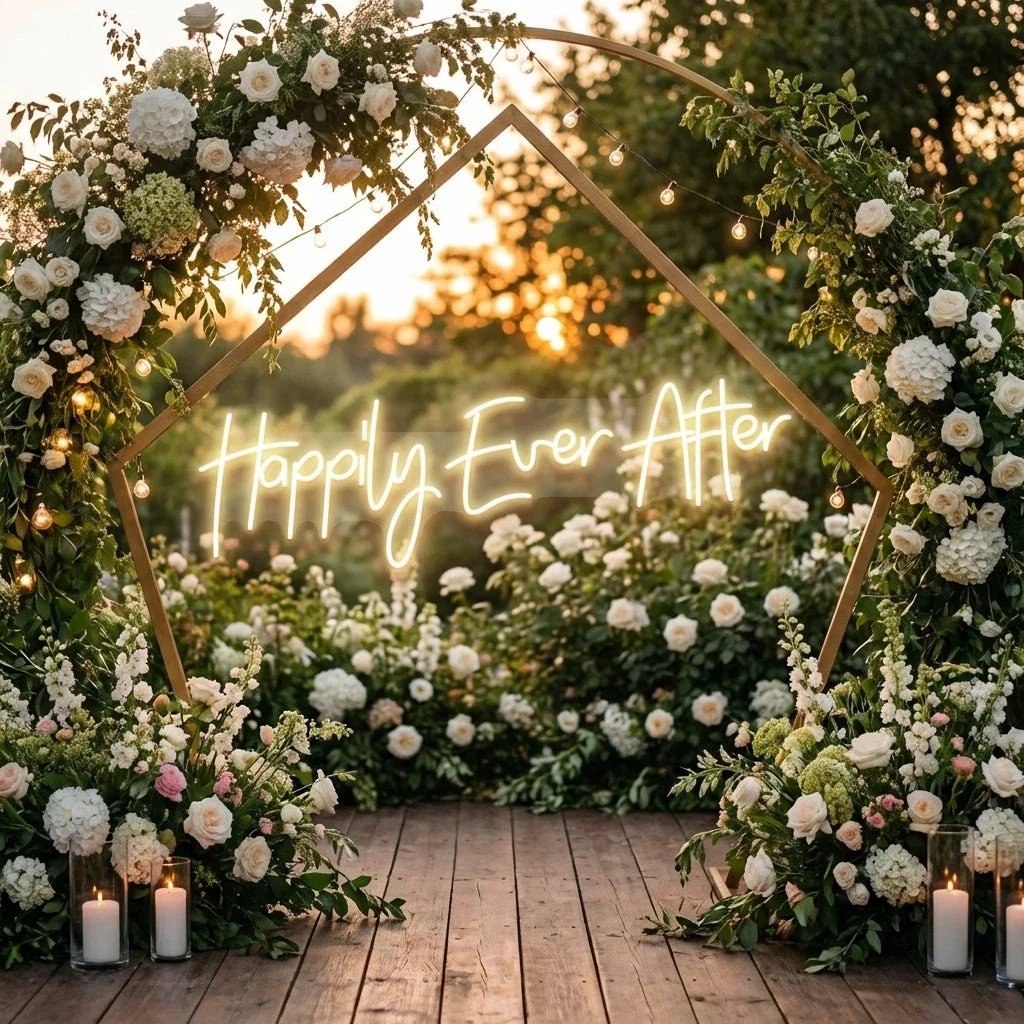 Neon Sign Wedding Backdrop, Happily Even After Led Neon Sign Light, Wedding decoration