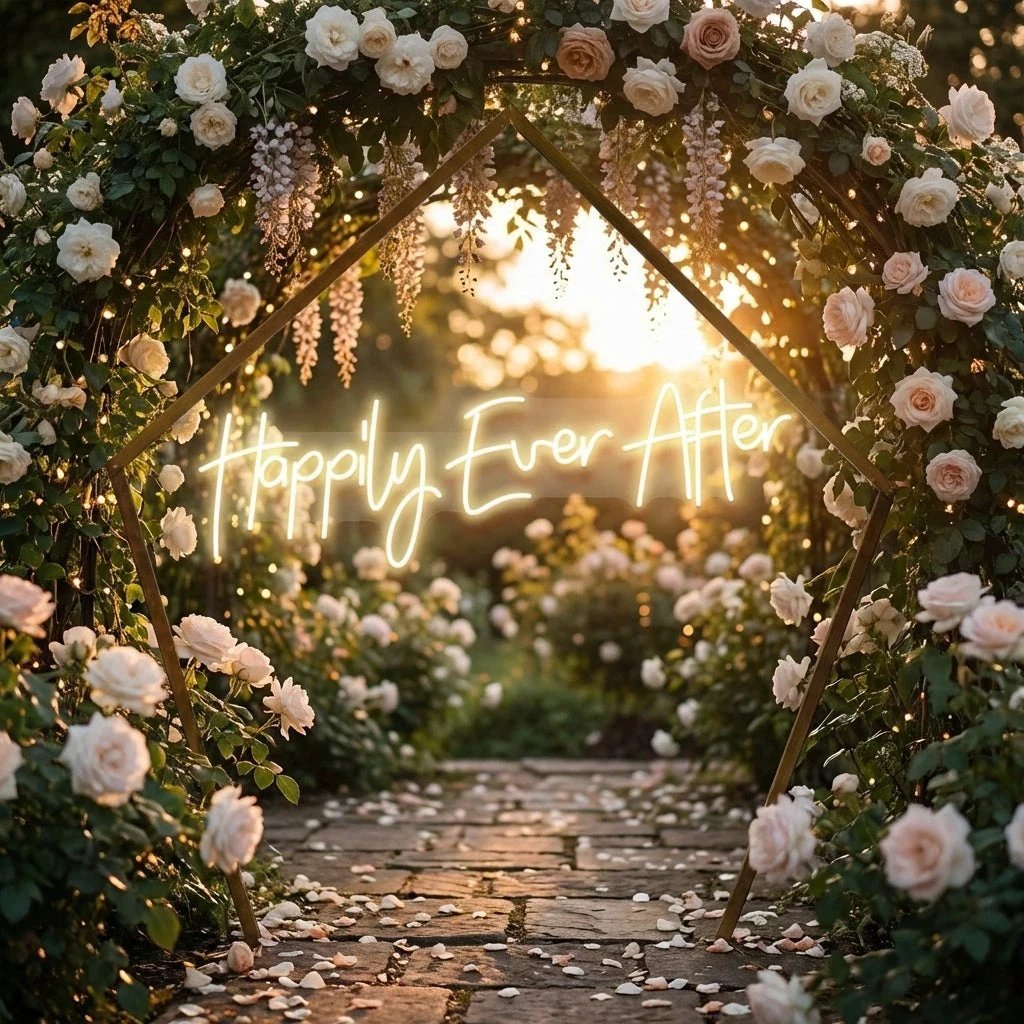 Neon Sign Wedding Backdrop, Happily Even After Led Neon Sign Light, Wedding decoration