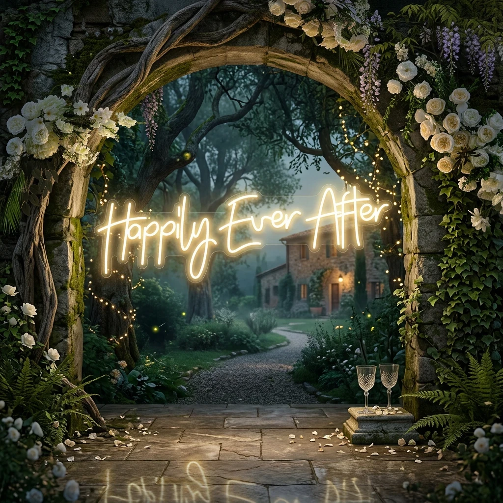 Neon Sign Wedding Backdrop, Happily Even After Led Neon Sign Light, Wedding decoration