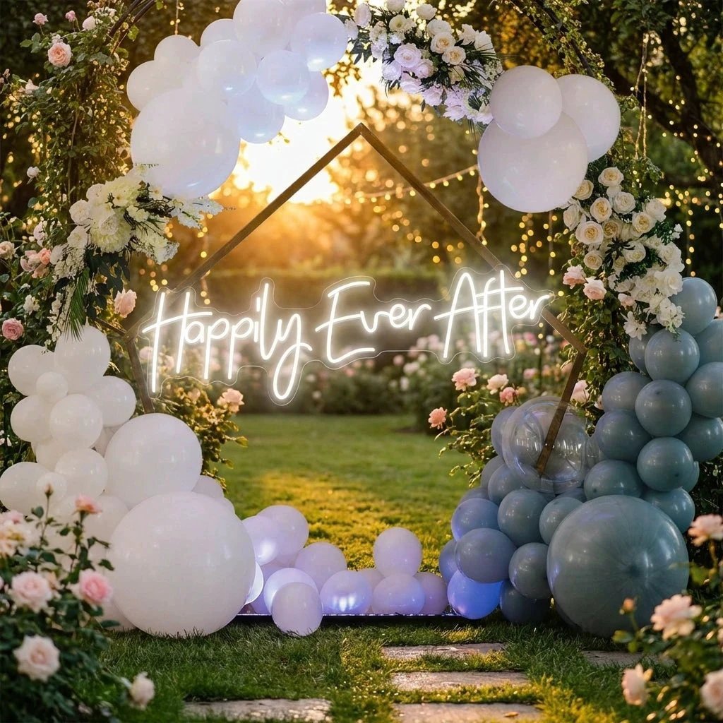 Neon Sign Wedding Backdrop, Happily Even After Led Neon Sign Light, Wedding decoration