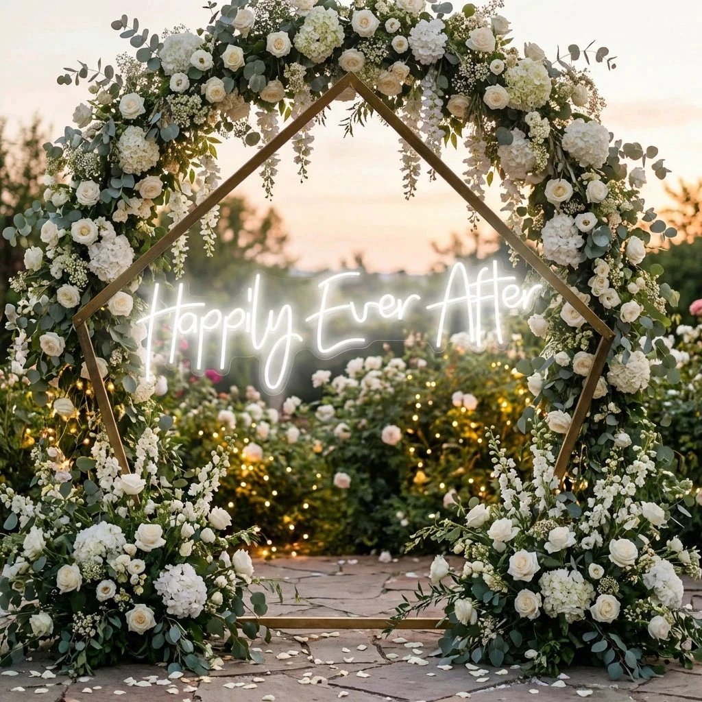 Neon Sign Wedding Backdrop, Happily Even After Led Neon Sign Light, Wedding decoration