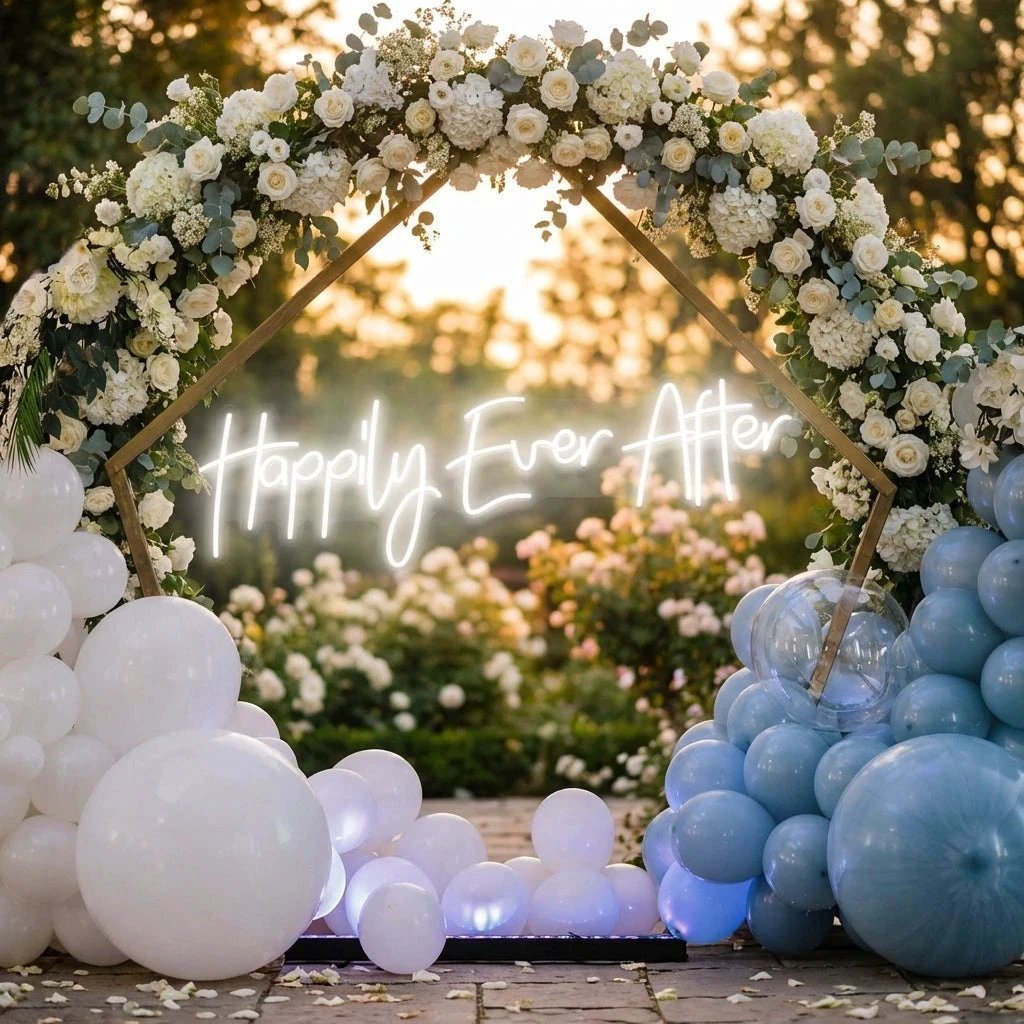 Neon Sign Wedding Backdrop, Happily Even After Led Neon Sign Light, Wedding decoration