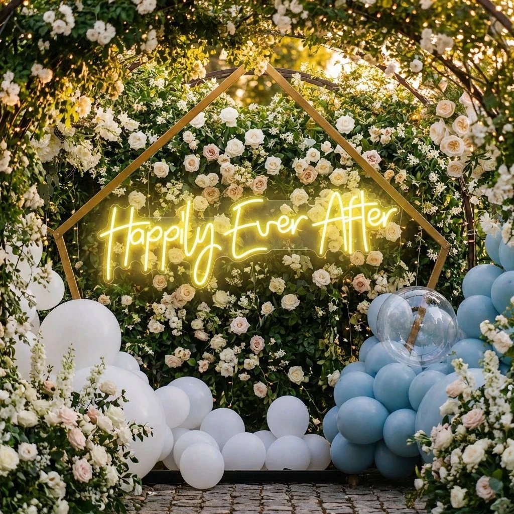 Neon Sign Wedding Backdrop, Happily Even After Led Neon Sign Light, Wedding decoration