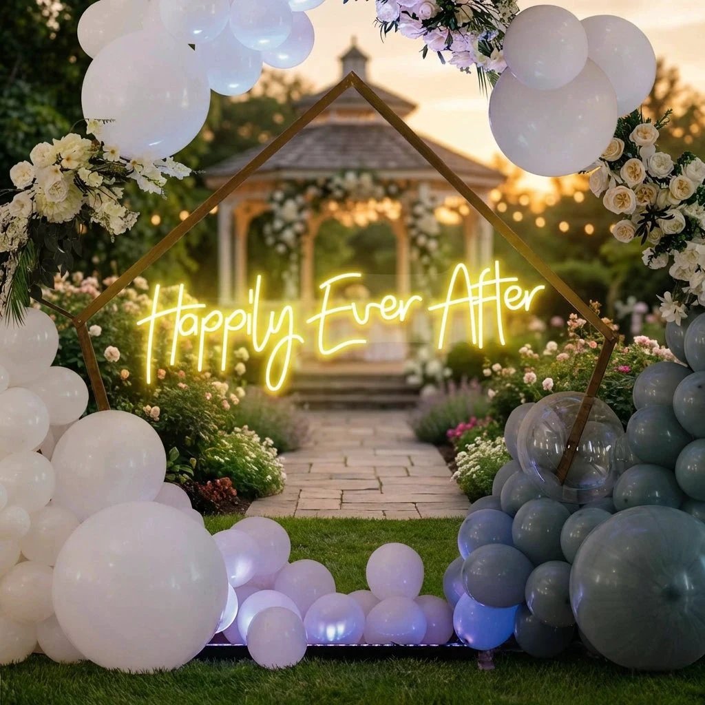 Neon Sign Wedding Backdrop, Happily Even After Led Neon Sign Light, Wedding decoration