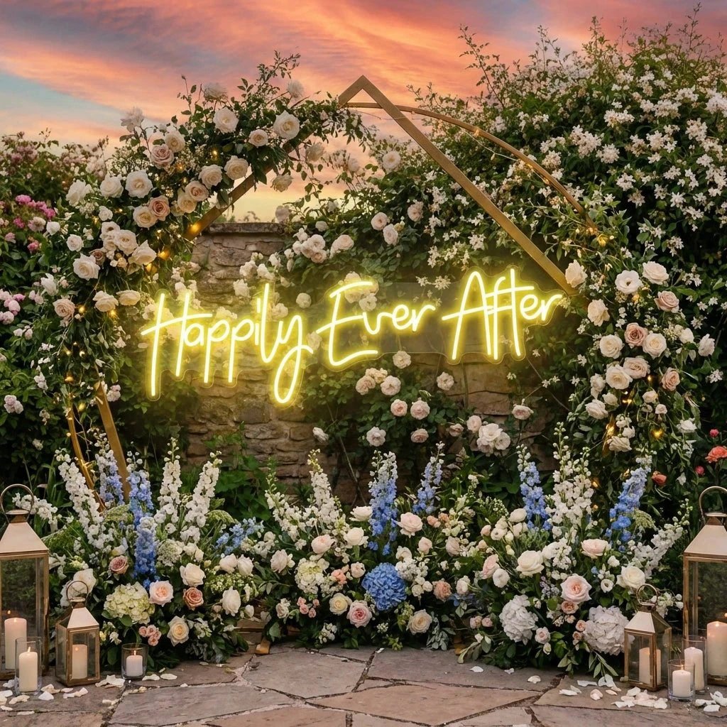 Neon Sign Wedding Backdrop, Happily Even After Led Neon Sign Light, Wedding decoration
