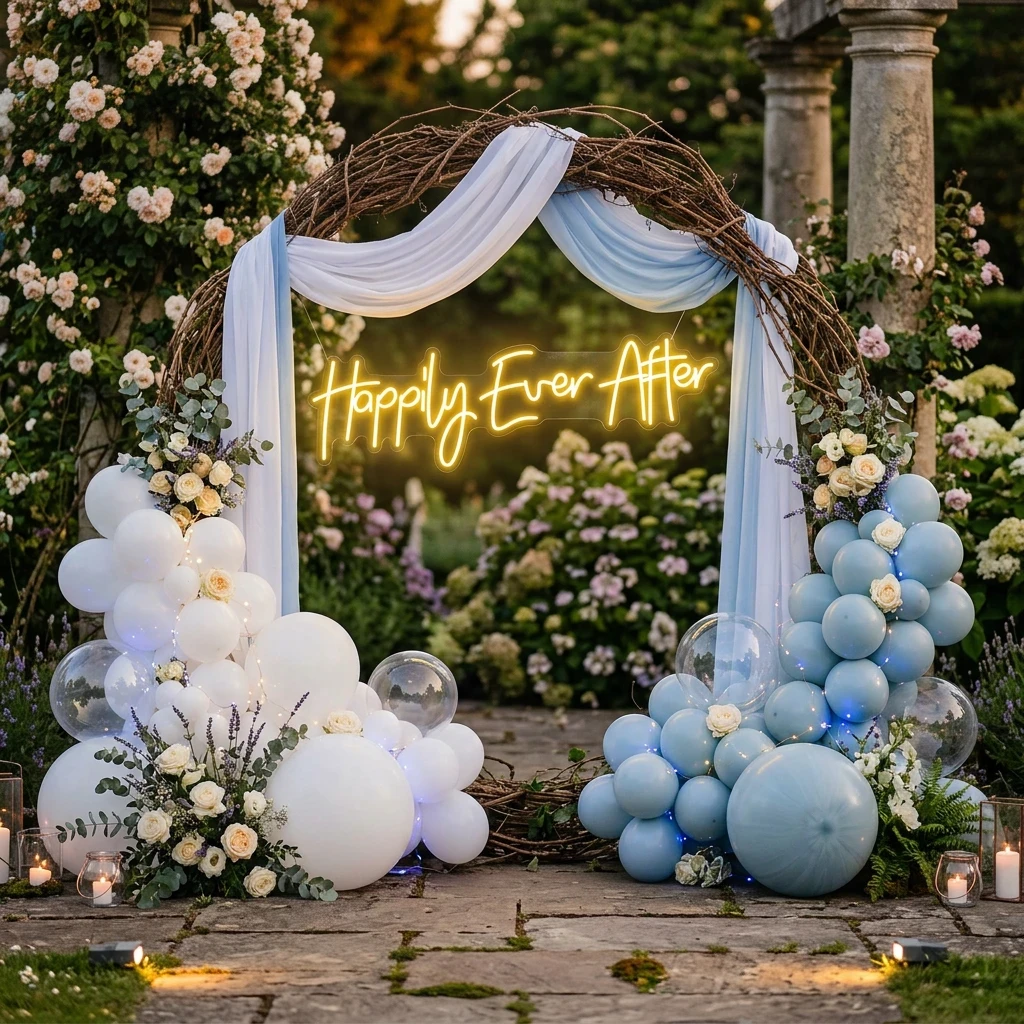 Neon Sign Wedding Backdrop, Happily Even After Led Neon Sign Light, Wedding decoration